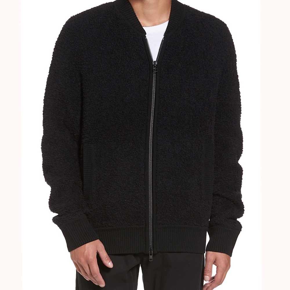 VINCE Mens Teddy Wool Blend Bomber Jacket Gray L - Picture 8 of 8